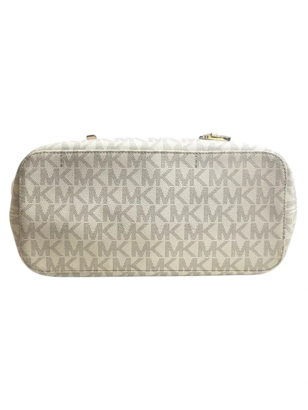 Michael Kors  Jet Set Med Logo Top Zip Tote Handbag  Vanilla Natural Leather 